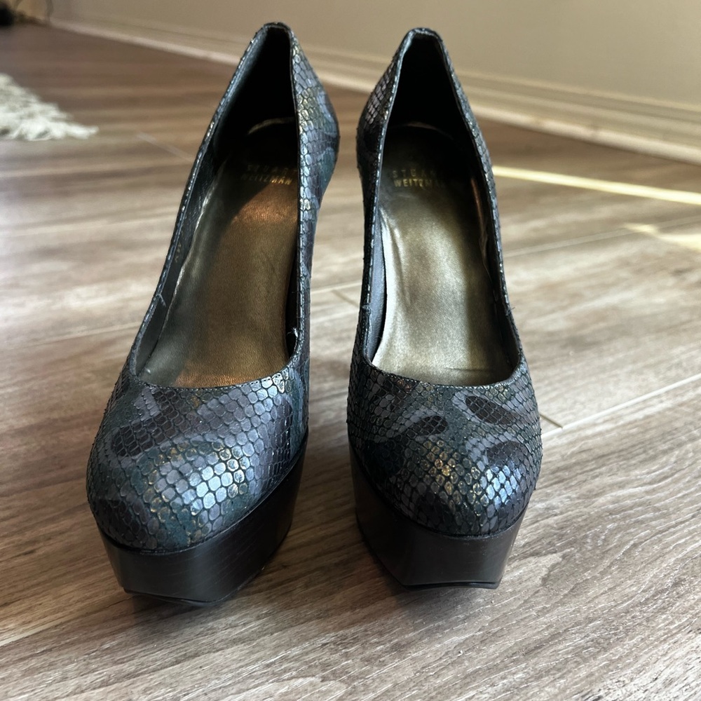 Stuart Weitzman Platform Python Print Stilettos G… - image 5